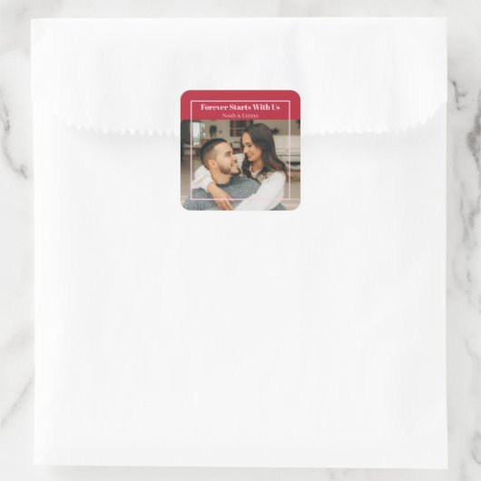 Custom Photo & Text Romantic Gift - Personalized  Vierkante Sticker (Tas)