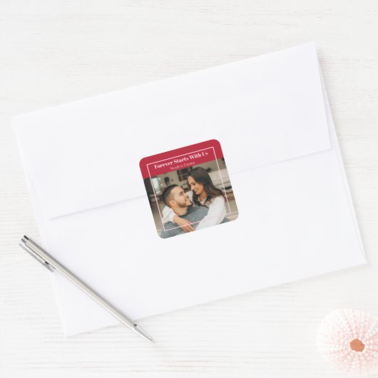 Custom Photo & Text Romantic Gift - Personalized  Vierkante Sticker (Envelop)
