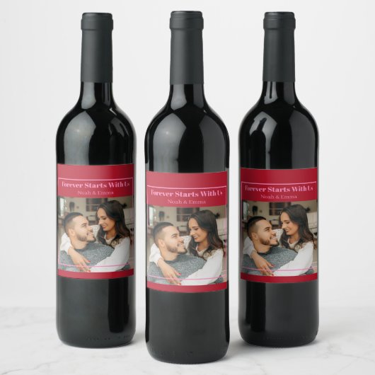 Custom Photo & Text Romantic Gift - Personalized Wijn Etiket (Flessen)