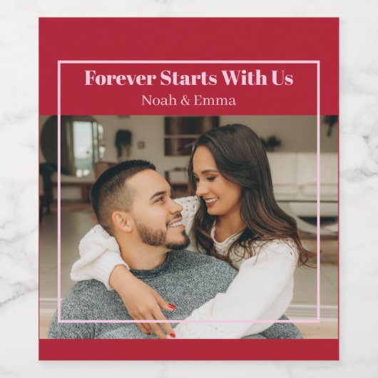 Custom Photo & Text Romantic Gift - Personalized Wijn Etiket (Enkel label)
