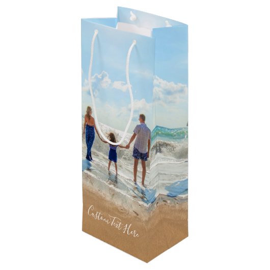 Custom Photo Text Wine Gift Bag Uw eigen ontwerp Wijn Cadeautas (Achterkant Gekanteld)