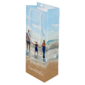 Custom Photo Text Wine Gift Bag Uw eigen ontwerp Wijn Cadeautas (Voorkant Gekanteld)