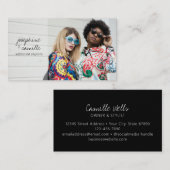Custom Photo Trendy Script Editorial Stylist Visitekaartje (Voorkant / Achterkant)