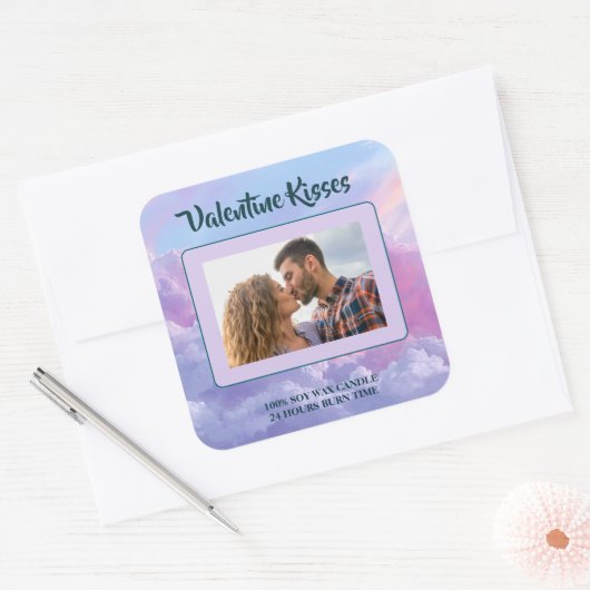 Custom Photo Valentine Candle Label Romantic Gift (Envelop)