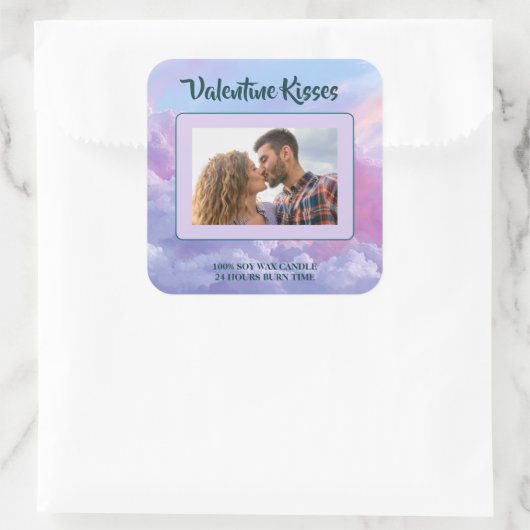 Custom Photo Valentine Candle Label Romantic Gift (Tas)