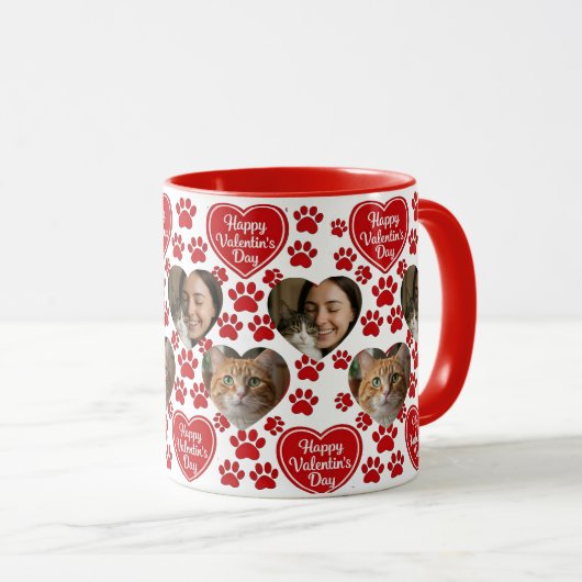 Custom Photo Valentine’s Day Cat Lover Mug  Mok (Voorkant rechts)
