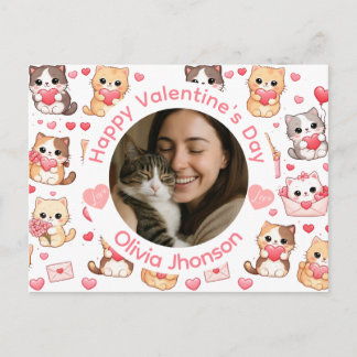 Custom Photo Valentine’s Day Cat Lover Postcard Briefkaart