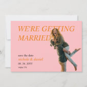 Custom Photo Vibrant Chic Wedding Save the Date  Kaart (Voorkant)