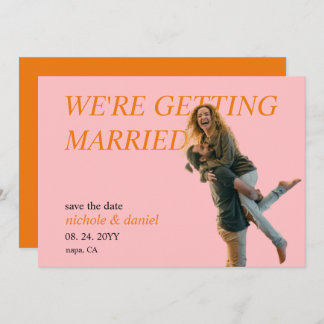 Custom Photo Vibrant Chic Wedding Save the Date  Kaart