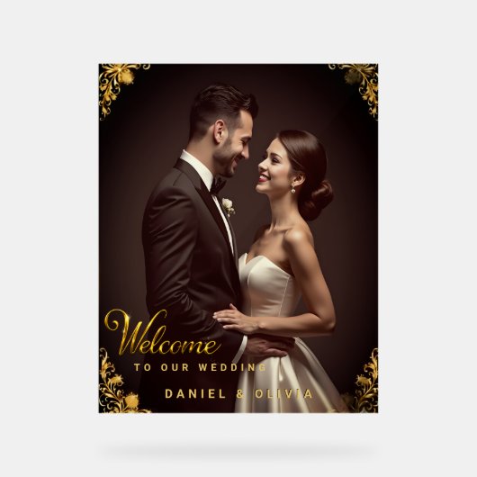 Custom Photo Wedding Welcome Acryl Bord (Voorkant)