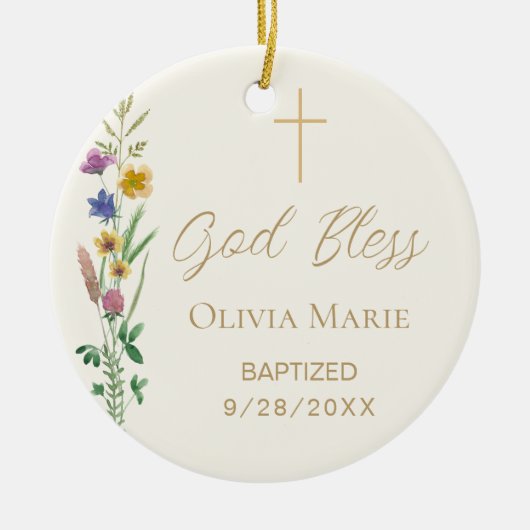 Custom Photo Wildflower Baptism  Keramisch Ornament (Voorkant)