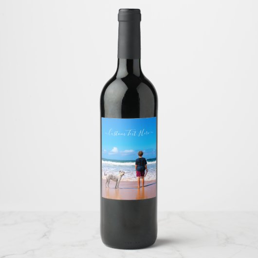 Custom Photo Wine Label Uw foto's en tekst Wijn Etiket (Voorkant)