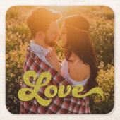 Custom Photo with Gold Love Overlay Kartonnen Onderzetters (Voorkant)