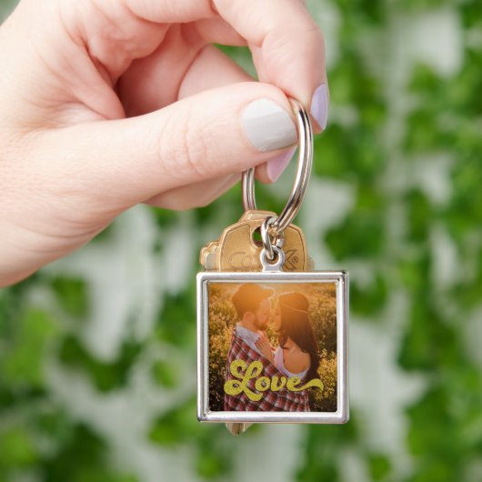 Custom Photo with Gold Love Sleutelhanger (Hand)