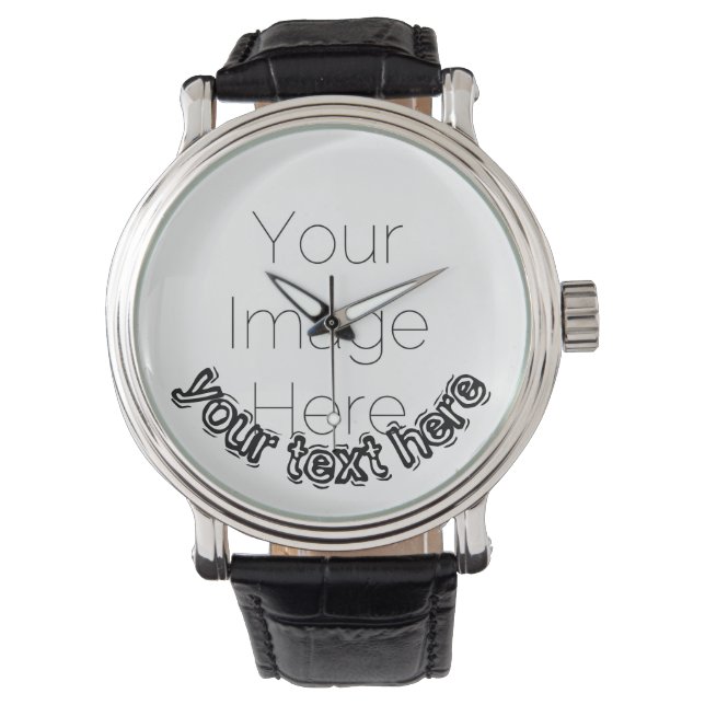 Custom Photo with Personalized text  Horloge (Voorkant)