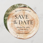 Custom Photo Wood Slice Rustic Wedding  Kaart (Voorkant / Achterkant)
