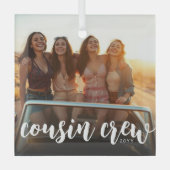 Custom Photo & Year Cousin Crew Cousins Photo Glas Ornament (Voorkant)