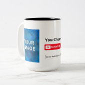 Custom Photo Youtube Channel Name Tweekleurige Koffiemok (Voorkant links)