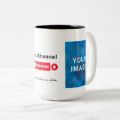 Custom Photo Youtube Channel Name Tweekleurige Koffiemok (Voorkant rechts)