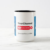 Custom Photo Youtube Channel Name Tweekleurige Koffiemok (Center)