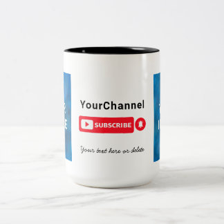 Custom Photo Youtube Channel Name Tweekleurige Koffiemok