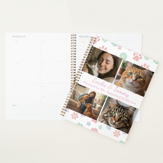 Custom Photos and Names Planner Cover Cat Lovers (Display)