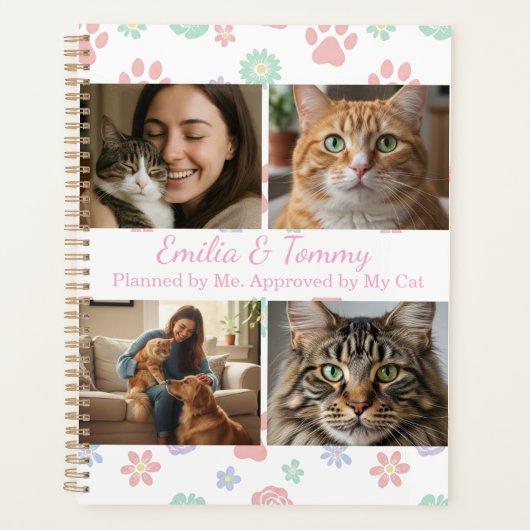Custom Photos and Names Planner Cover Cat Lovers (Voorkant)