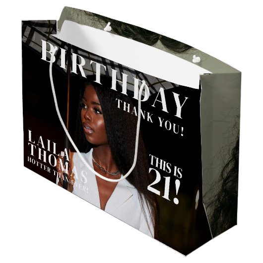 Custom Photos Birthday Party Magazine Cover Groot Cadeauzakje (Achterkant Gekanteld)