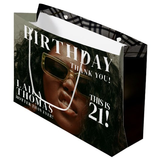 Custom Photos Birthday Party Magazine Cover Groot Cadeauzakje (Voorkant Gekanteld)