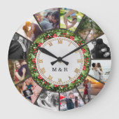 Custom Photos Collage Clock | Gift for Christmas Grote Klok (Voorkant)