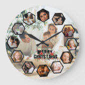 Custom Photos Collage Clock | Gift for Christmas Grote Klok (Voorkant)