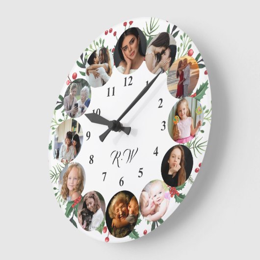 Custom Photos Collage Clock | Gift for Christmas Grote Klok (Hoek)