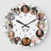 Custom Photos Collage Clock | Gift for Christmas Grote Klok (Voorkant)