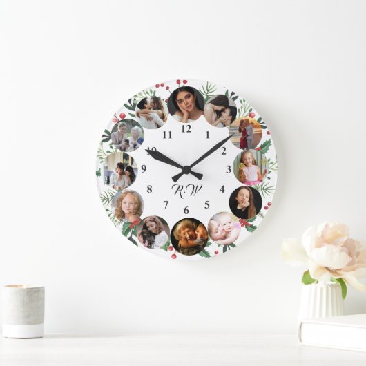 Custom Photos Collage Clock | Gift for Christmas Grote Klok (Huis)