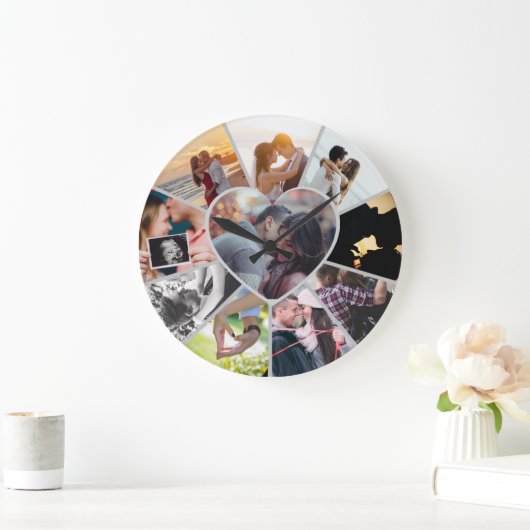Custom Photos Collage Clock | Gift for Christmas Grote Klok (Huis)