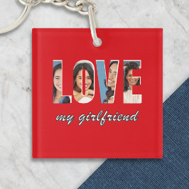 Custom Photos Love My Girlfriend Stylish Red Sleutelhanger