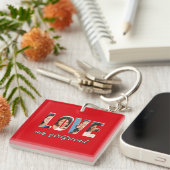Custom Photos Love My Girlfriend Stylish Red Sleutelhanger (Voorkant Rechts)
