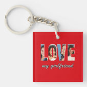 Custom Photos Love My Girlfriend Stylish Red Sleutelhanger (Voorkant)