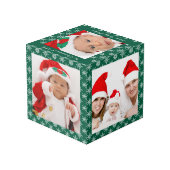 Custom Photos Santa Baby Green With Snowflakes SQ Kubus (Achter hoekig)