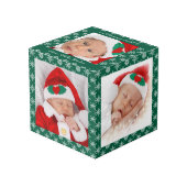 Custom Photos Santa Baby Green With Snowflakes SQ Kubus (Voorkant hoekig)