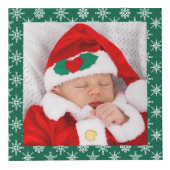 Custom Photos Santa Baby Green With Snowflakes SQ Kubus (Voorkant)