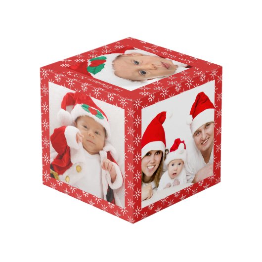 Custom Photos Santa Baby Red With Snowflakes SQ Kubus (Achter hoekig)