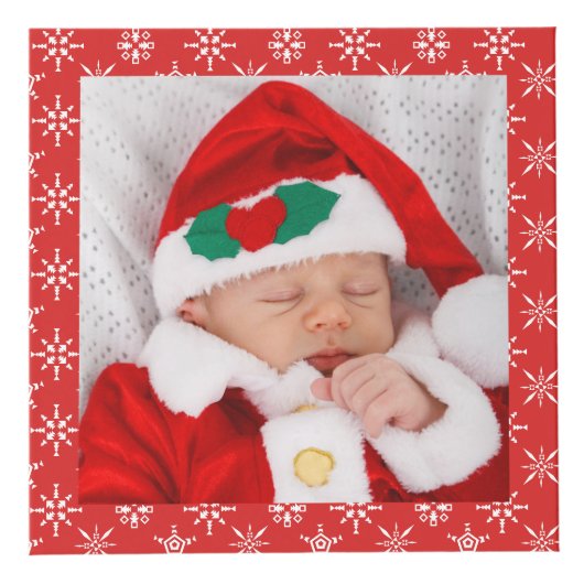 Custom Photos Santa Baby Red With Snowflakes SQ Kubus (Voorkant)