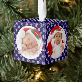 Custom Photos Santa Baby Snowflakes with Blue Decoratie