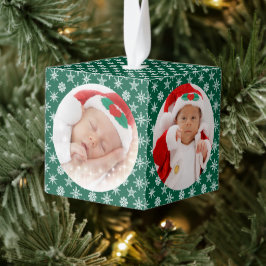 Custom Photos Santa Baby Snowflakes with Green Decoratie