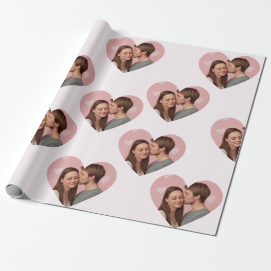 Custom Photos Valentine's Day Wrapping Paper  Cadeaupapier (Uitgerold)