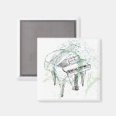 Custom Piano Illustration Art Drawing Music Lovers Magneet (Voorkant / Achterkant)