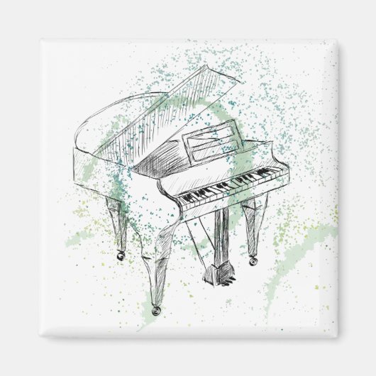 Custom Piano Illustration Art Drawing Music Lovers Magneet (Voorkant)