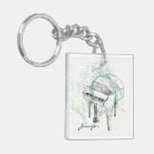 Custom Piano Illustration Art Drawing Music Lovers Sleutelhanger (Voorkant Links)