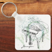 Custom Piano Illustration Art Drawing Music Lovers Sleutelhanger (Voorkant)